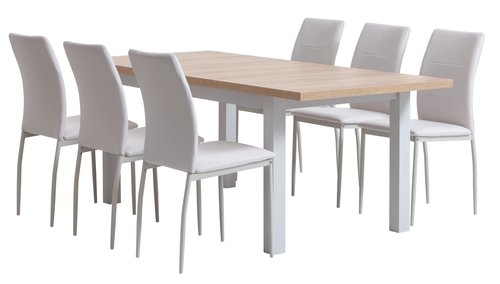 MARKSKEL D150/193 stůl šedá + 4 TRUSTRUP židle bílá