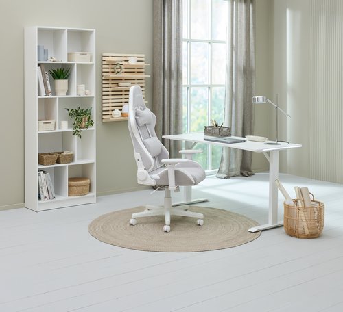 Геймърски стол NIBE бял/бежов текстил