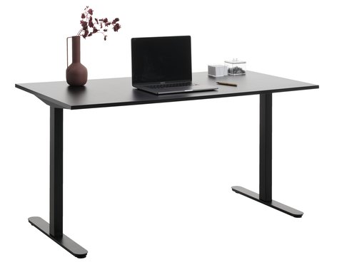 Bureau duo modulable - 160x80 cm - Noir / Chêne foncé