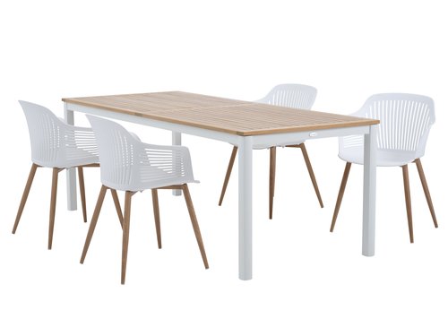 RAMTEN Μ206 τραπέζι σκληρό ξύλο + 4 VANTORE καρέκλες λευκό
