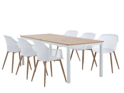RAMTEN Μ206 τραπέζι σκληρό ξύλο + 4 VANTORE καρέκλες λευκό