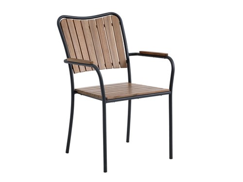 Silla apilable BASTRUP madera dura/negro