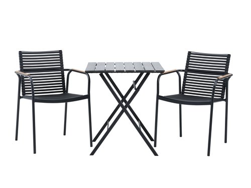 SANDVIKA L70 tafel + 2 NABE stoelen zwart