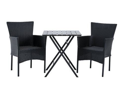 SANDVIKA Μ70 τραπέζι + 2 AIDT καρέκλες μαύρο