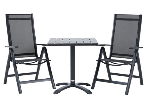 HOBRO Μ70 τραπέζι + 2 LOMMA καρέκλες μαύρο