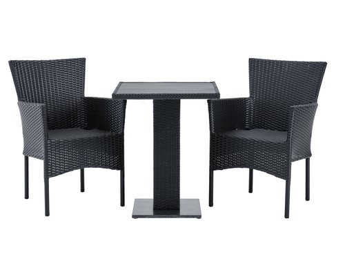 THY L60 Tisch + 2 AIDT Stuhl schwarz