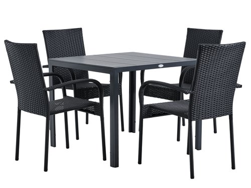MADERUP 90 masă + 4 GUDHJEM scaun negru