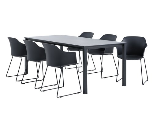 LANGET L207 bord svart + 4 SANDVED stol svart