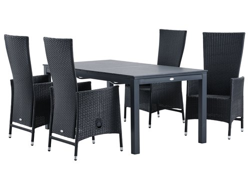 VATTRUP D170/273 stół + 4 SKIVE krzesło czarny