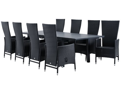 VATTRUP D170/273 stůl + 4 SKIVE židle černá
