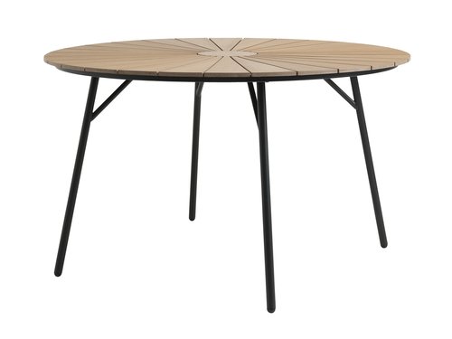 Záhradný stôl RANGSTRUP Ø130 prírodná/čierna