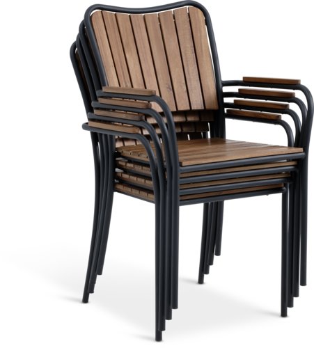 Cadeira empilhável BASTRUP natural/preto