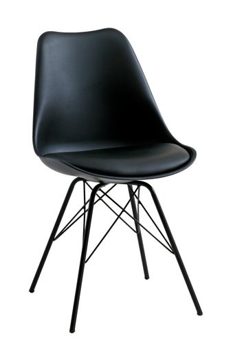 Dining chair KLARUP black faux leather/black