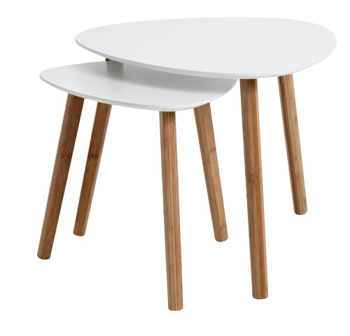 Sivupöytä TAPS 55x55 valkoinen/bambu