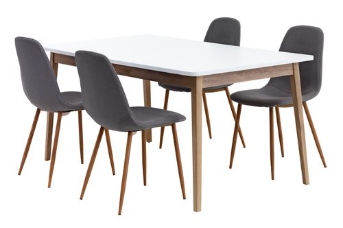 GAMMELGAB P160/200 pöytä + 4 JONSTRUP harmaa/tammi