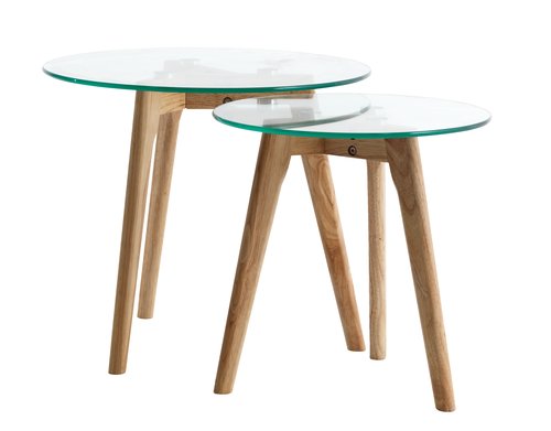 Conjunto de mesas de centro FALSLED Ø50/40 vidro