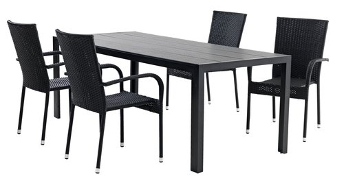 Τραπέζι κήπου MADERUP Π90xΜ205 μαύρο