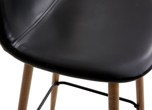 Barová stolička JONSTRUP čierna koženka/dubová farba