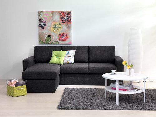 Sofabord SKIBBY Ø80 m/hylle hvit