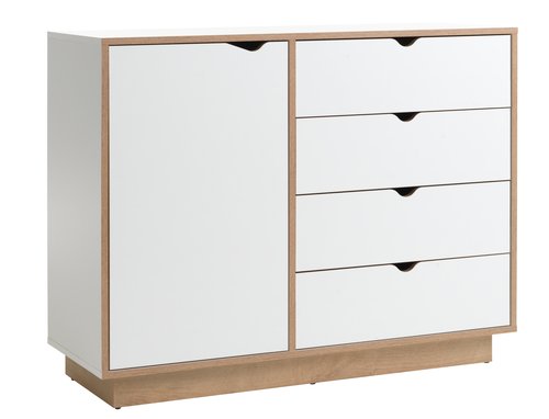 4 drawer 1 door chest MAMMEN white/oak