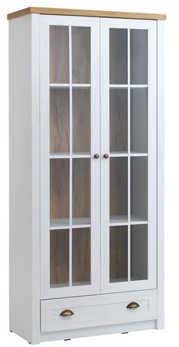Display cabinet MARKSKEL 2 doors wht/oak