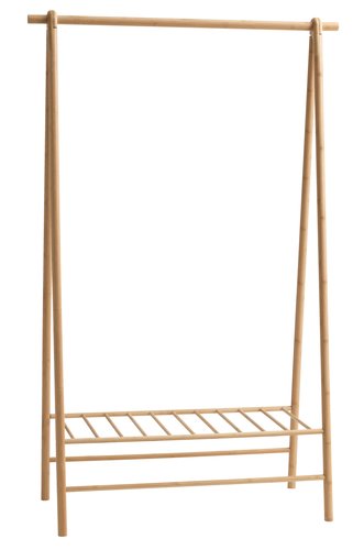 Bamboe kledingrek naturel op wielen - ELA0040N