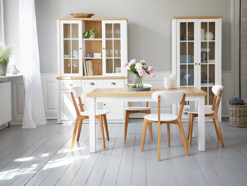 Jedilniški stol JEGIND bela/naravna