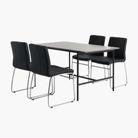 TERSLEV L140 Tisch + 4 HAMMEL Stühle schwarz