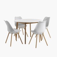 JEGIND Ø105 τραπέζι λευκό + 4 KASTRUP καρέκλες λευκό