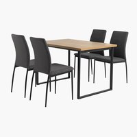 AABENRAA D120 stôl dub + 4 TRUSTRUP stoličky sivá