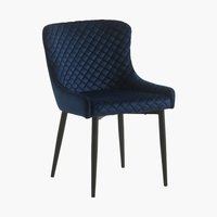 Eetkamerstoel PEBRINGE fluweel blauw/zwart