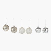 Christmas baubles URD pack of 6 assorted