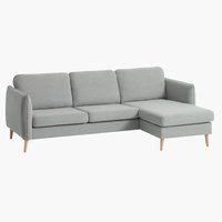 Sofa m/sjeselong AARHUS høyre lys grå