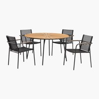 RANGSTRUP Ś130 stół naturalny/czarny + 4 NABE krzesło czarny