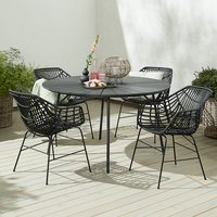 RANGSTRUP Ø130 τραπέζι μαύρο + 4 ILDERHUSE καρέκλες μαύρο