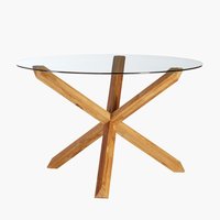 Mesa jantar SASKIA Ø119 carvalho/vidro