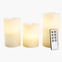 Vela grossa KRISTJAN 3uds/emb c/LED