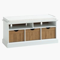 Panca OLDEKROG 3 cassetti bianco/rovere