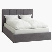 Estructura cama HASLEV 150x190 almacenaje tela gris oscuro