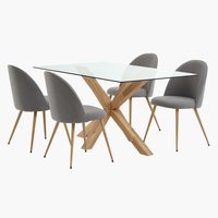 AGERBY L160 table oak + 4 KOKKEDAL chairs grey/oak