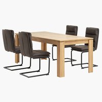 LINTRUP H190/280 asztal tölgy + 4 ULSTRUP szék antracit
