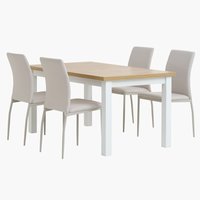 MARKSKEL C150/193 mesa + 4 TRUSTRUP cadeiras branco