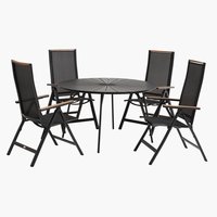 RANGSTRUP Ø130 tafel + 4 BREDSTEN stoelen zwart