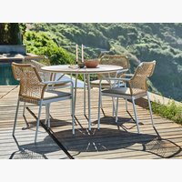 RANGSTRUP Ø110 naturel/wit +4 FASTRUP stoelen wit
