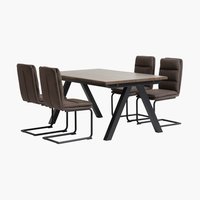 SANDBY L160 Tisch dunkle Eiche + 4 ULSTRUP Stühle anthrazit