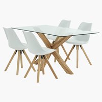 AGERBY L160 table chêne + 4 BLOKHUS chaises blanc