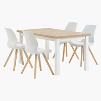 MARKSKEL C150/193 mesa + 4 BOGENSE cadeiras branco