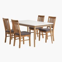 GAMMELGAB H160/200 asztal + 4 HAGE szék szürke/tölgy