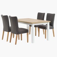 MARKSKEL L150/193 table + 4 NORDRUP chairs grey
