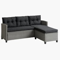 Loungebank MORA met chaise 3-persoons grijs